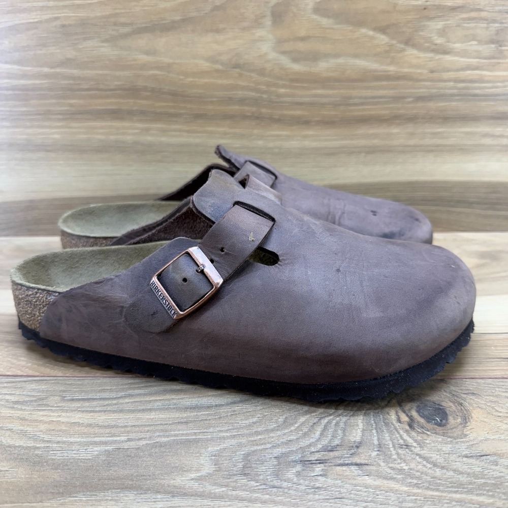 Birkenstock Boston Clogs Womens 8 W EU 39 Brown Nubuck Leather Slip On - Picture 3 of 10